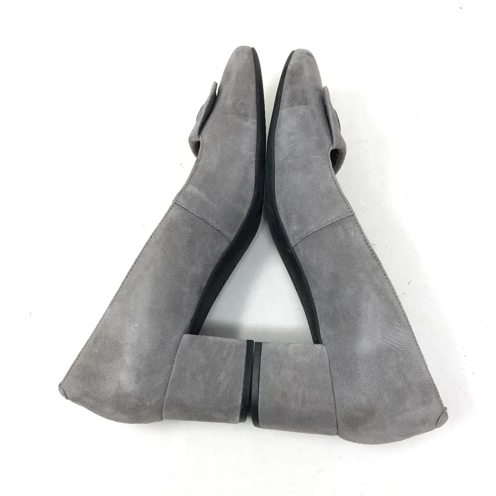 Clarks Womens 10 Tealia Gia Artisan Pumps Grey Suede Block Heel